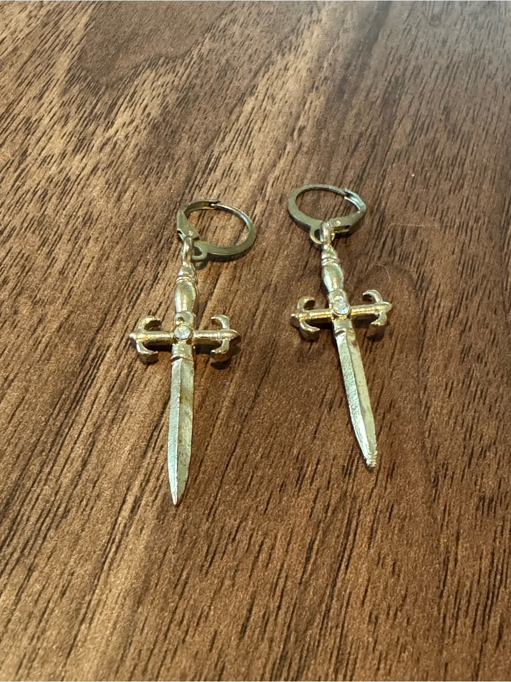Gold Dagger Drop Hoop Earrings - Women Jewelry Earrings